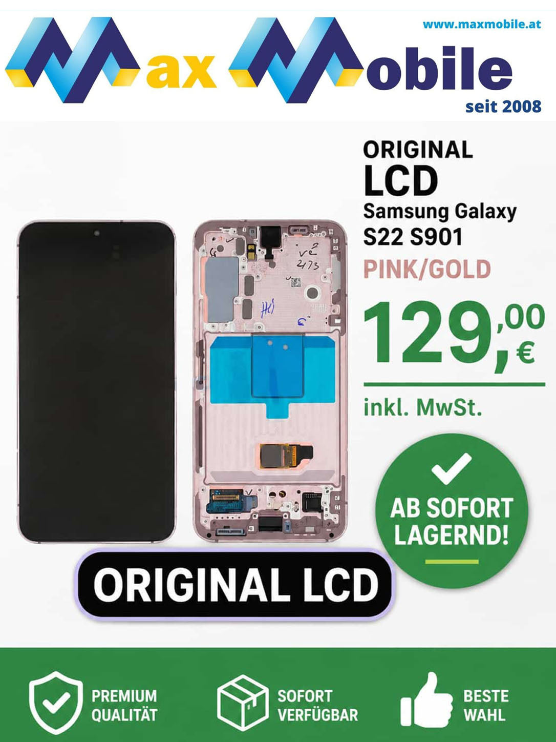 Galaxy S22 Pink Original Bildschirm